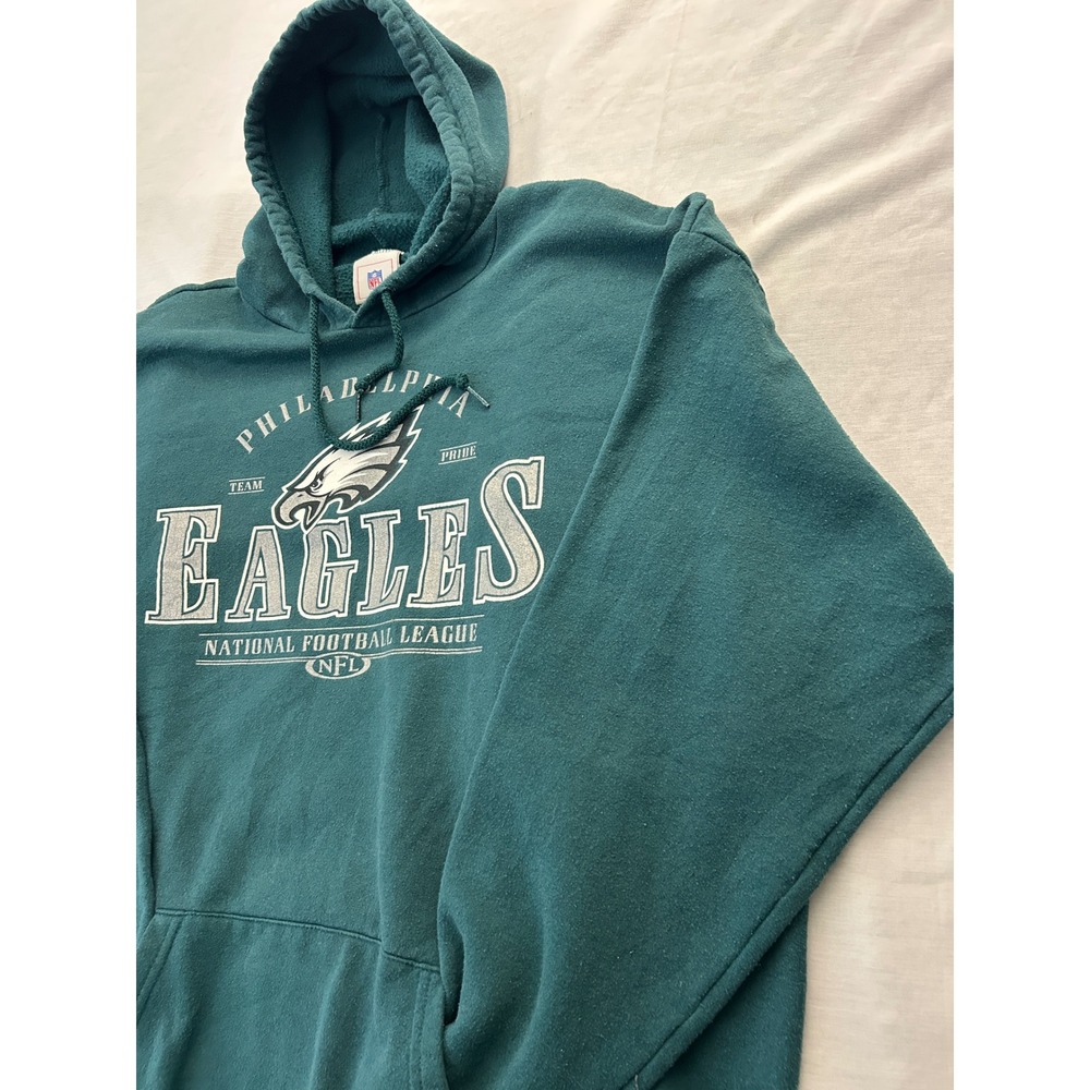 Vintage Philadelphia Eagles NFL Hoodie Mens XL Green Fleece Pullover Sweatshirt - Picture 5 of 8